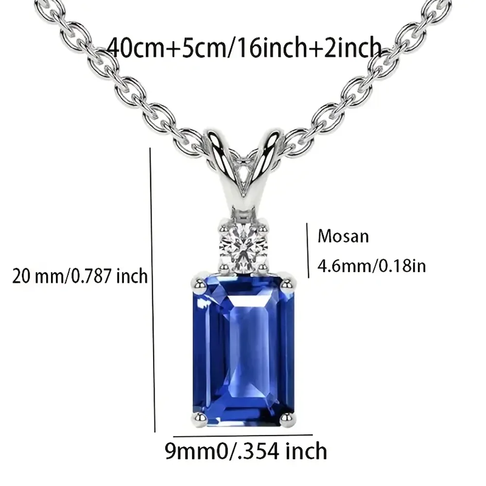 925 Sterling Silver Blue Zircon Pendant Choker Necklaces for Women Luxury Elegant fine Jewelry Accessories Wholesale USA Stock