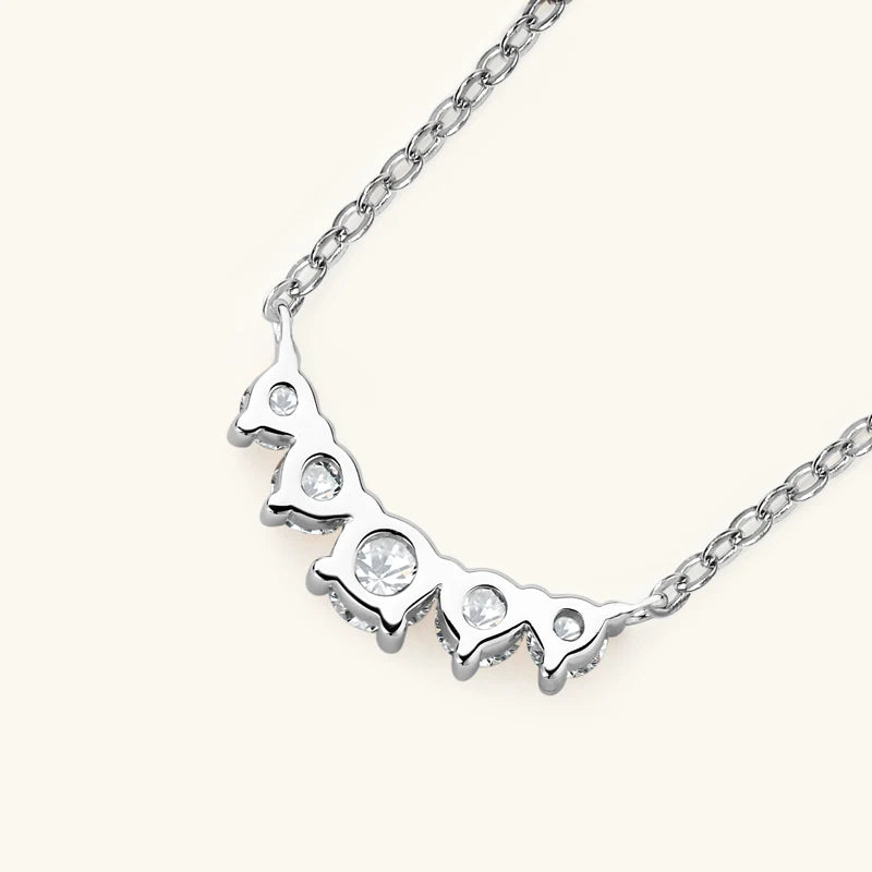 OXTAO U-Smile Moissanite Necklace for Women D VVS1 Sparkling Lab Diamon Luxury Necklaces 925 Sterling Silver GRA Certified