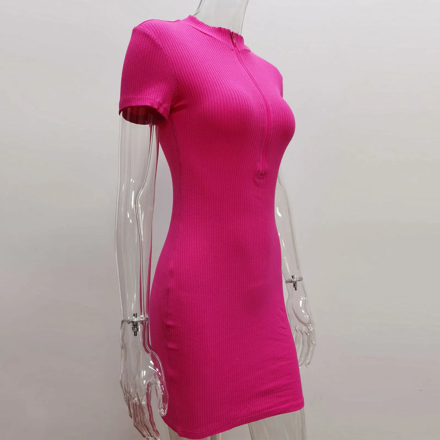 Sexy Sheath Women's Mini Dresses Solid Lace Turtleneck Slim Fit Bodycon Hollow Out Half Sleeves Streetwear Vestidos Robe