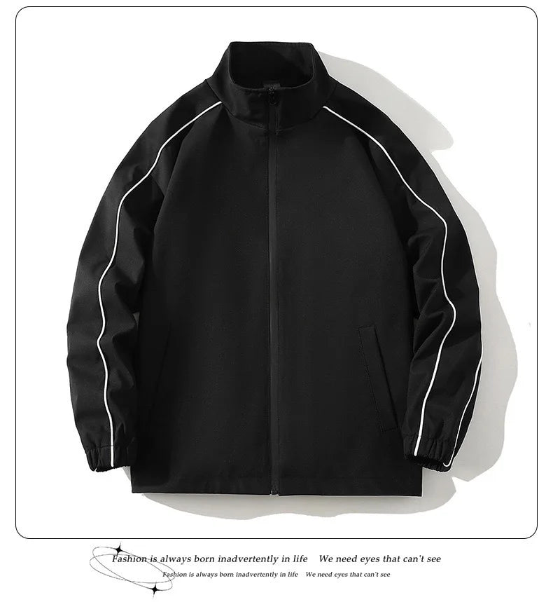 Autumn and Spring Fashion Solid Color Windproof Waterproof Sports Suit Men's Casual Loose Comfortable High Quality Two-piece Set