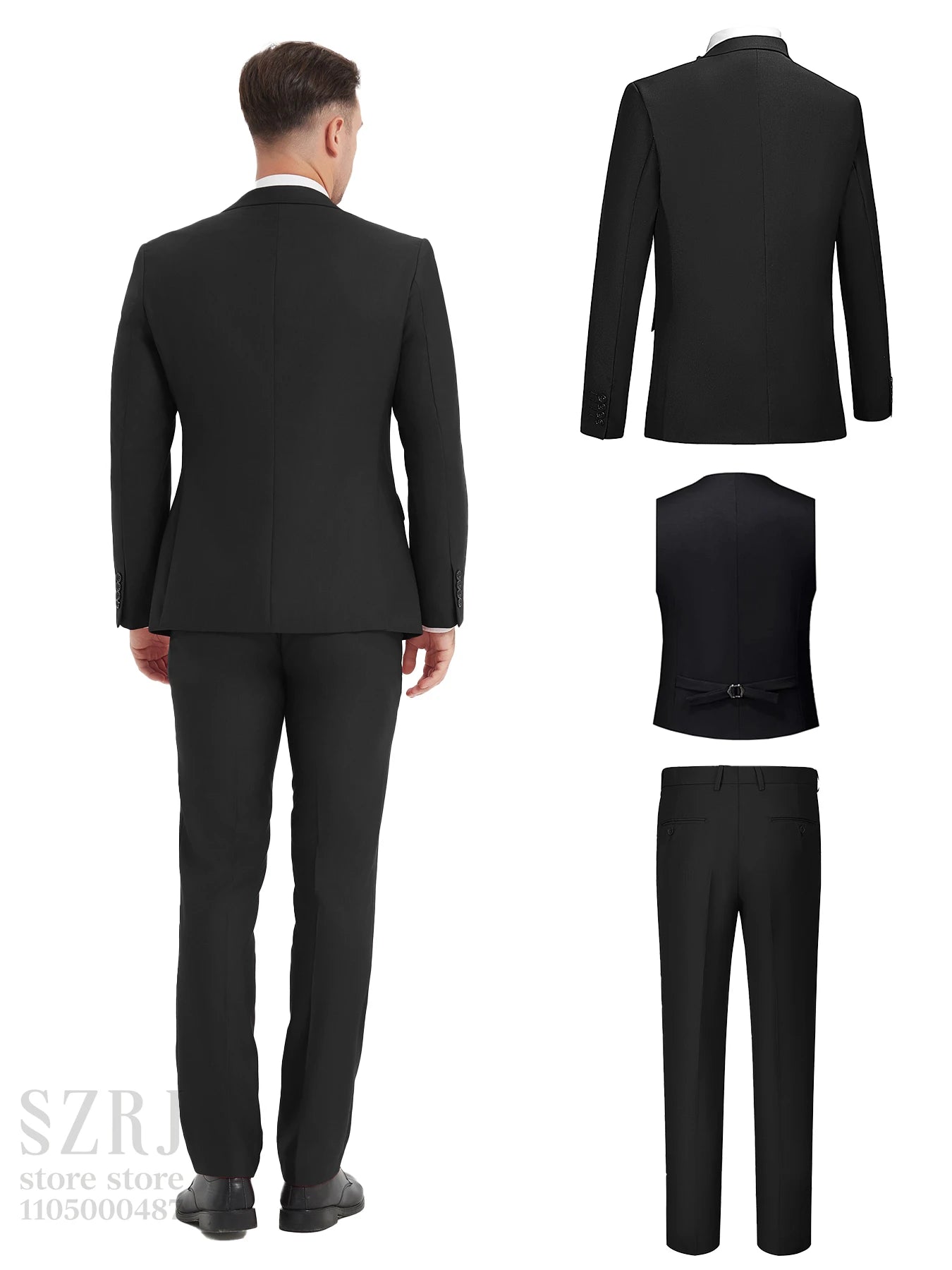 4pcs Classic Business Suit: Blazer, Vest, Pants, Pocket Square - Quality, Comfort, Stylish Lapel | Weddings/Parties/Business