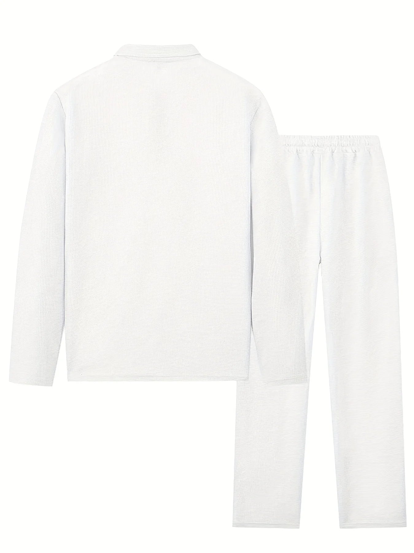 The new men's spring and autumn Waffle long-sleeved and long pants sportswear and casual set is made of comfortable and breatha