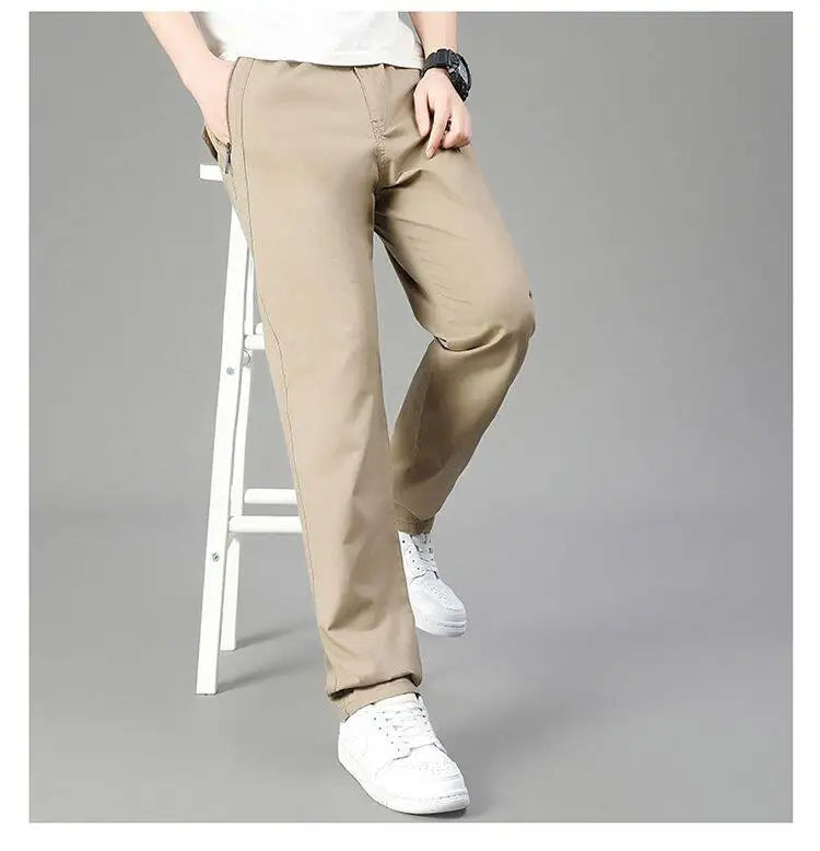 Big Size Men's Cargo Pants Casual Loose Straight Pants Cotton Long Trousers Zipper Pockets Mens Jogger Pants 5XL 6XL