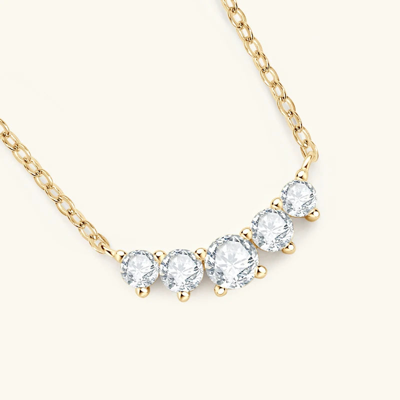 OXTAO U-Smile Moissanite Necklace for Women D VVS1 Sparkling Lab Diamon Luxury Necklaces 925 Sterling Silver GRA Certified