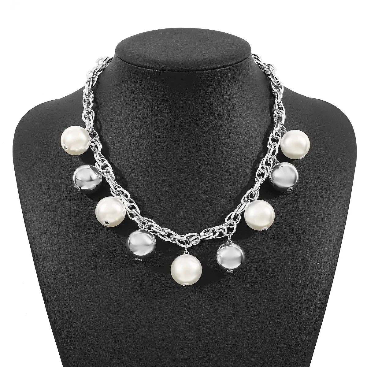 Cross-border Coarse Chain Pearl Pendant Necklace Personality Fashion Temperament Light Luxury Premium Cuban Clavicle Chain