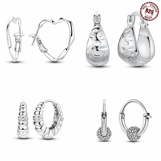 2024 New Sterling Silver S9255 Solid Color Atmospheric Earrings Ear Loops Simple Fine Jewelry Women Girls Fashion Party Gift
