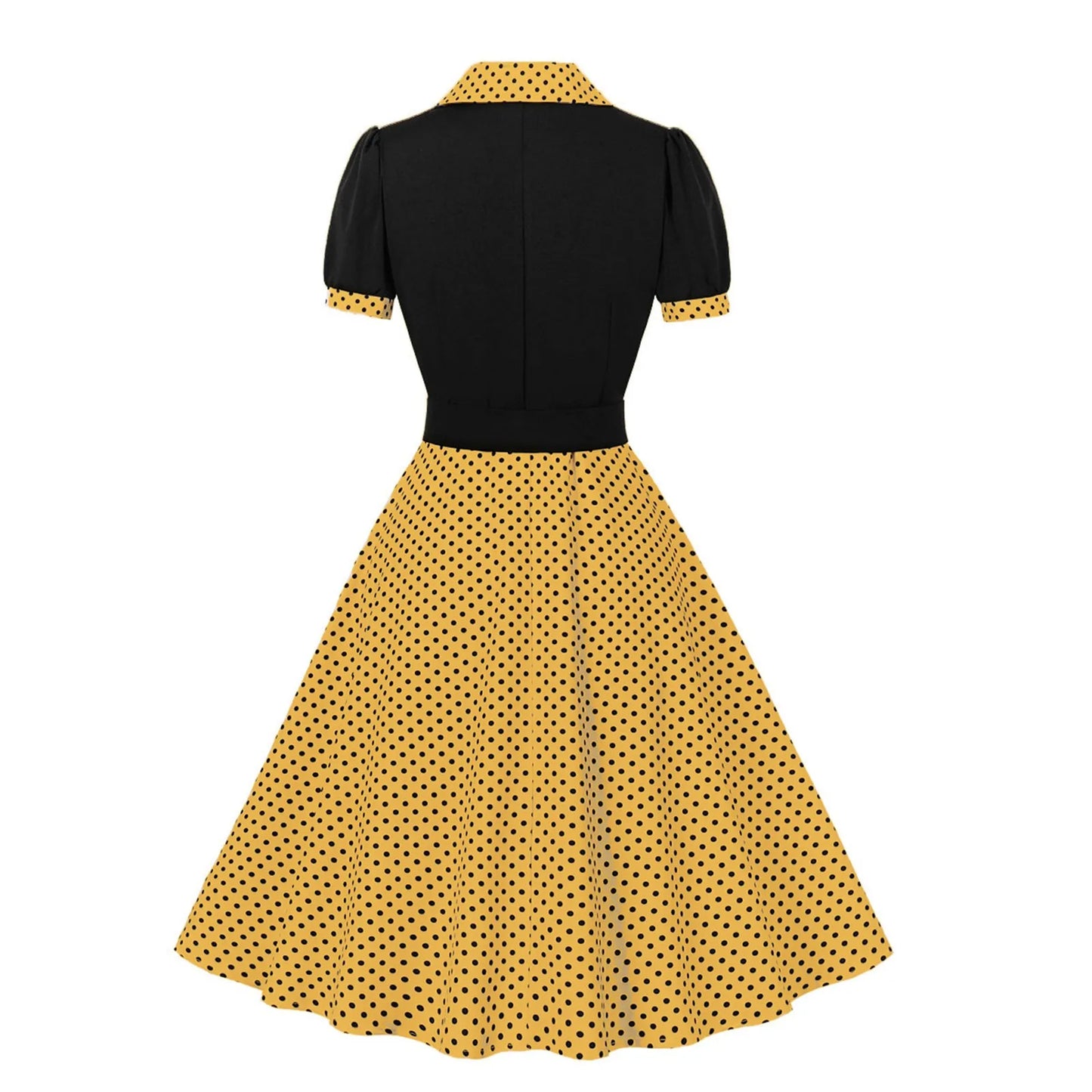 Women'S Vintage Polka Dot Lapel  Short-Sleeved Belt Dress Vestidos Mujer Veranoa 2025 Robe Femme Dress Women Women Clothing
