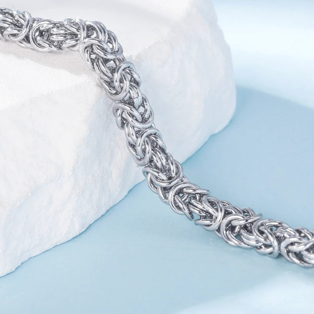 New S925 Sterling Silver Byzantine Emperor Chain Bracelet for Men Women Polished Miami Cuban Smooth Kpop Jewelry Ships from USA