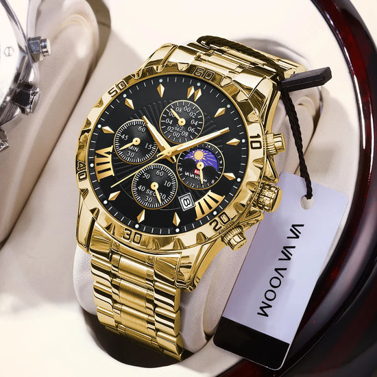VA VA VOOM Top Brand Luxury Watch for Man Quartz Sports Men Watch Waterproof Luminous Stainless Steel Chronograph Men Wristwatch