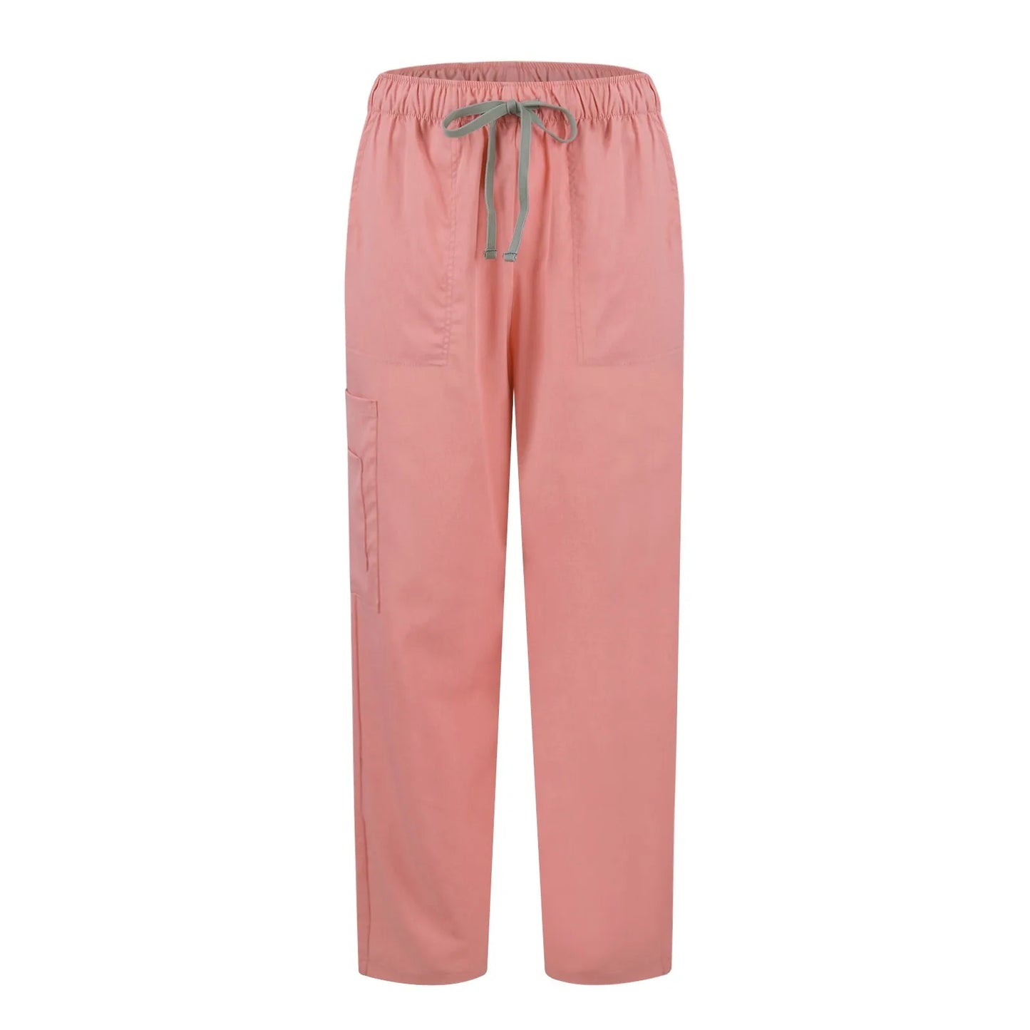 Women Two-Piece Set Solid Color Stand-Up Collar Short-Sleeve Top With Zipper Pocket And Matching Pants Professional Workwear