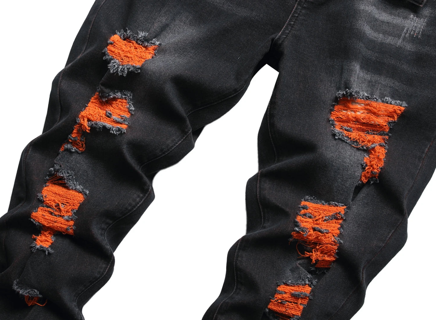 Men's black distressed jeans Men's orange distressed long pants Casual party stretch denim long pants 511
