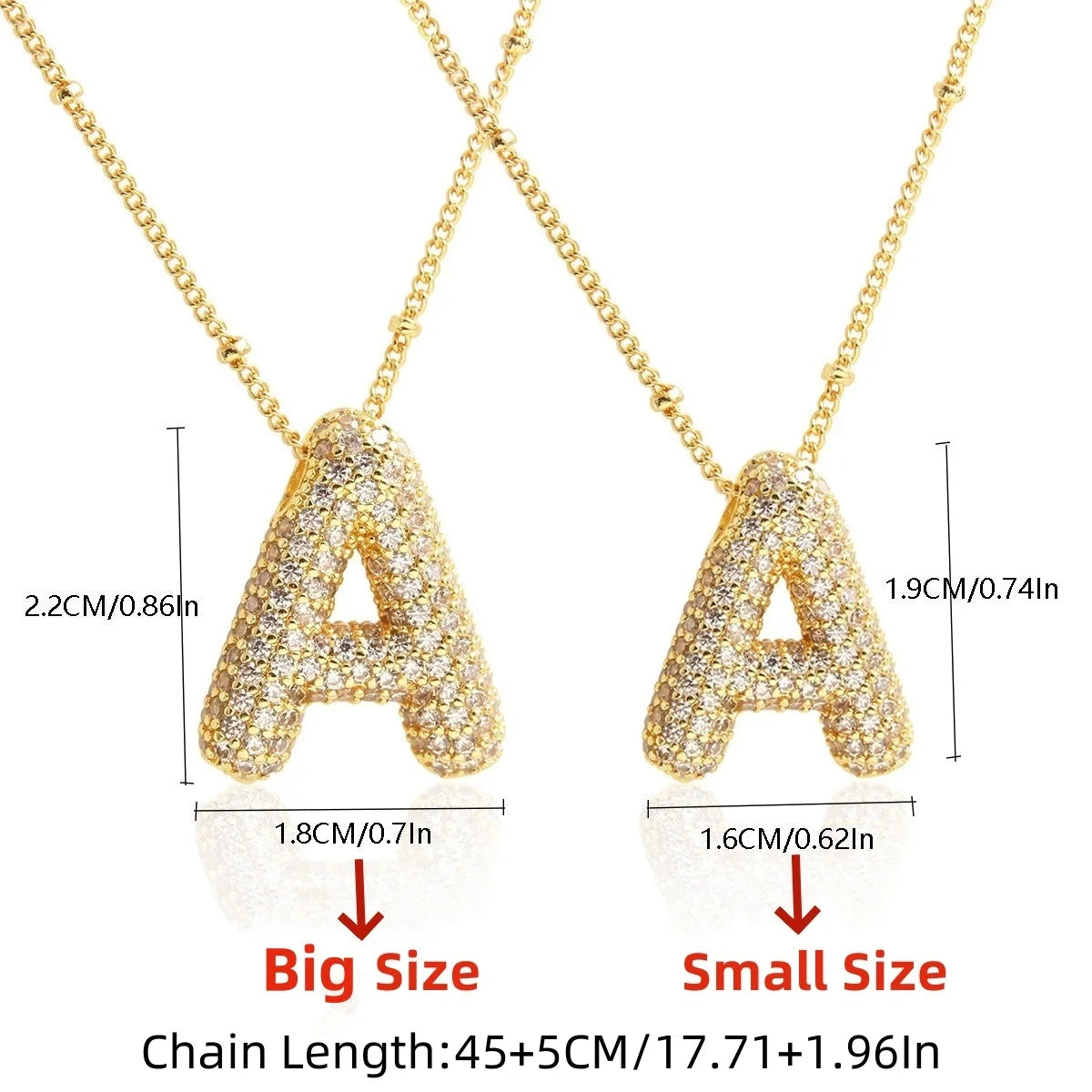 MHS.SUN Gold Plated Balloon 26 Letter Necklaces Copper Zircon Bubble Initial Pendant Chunky Women Personality Chain Jewelry