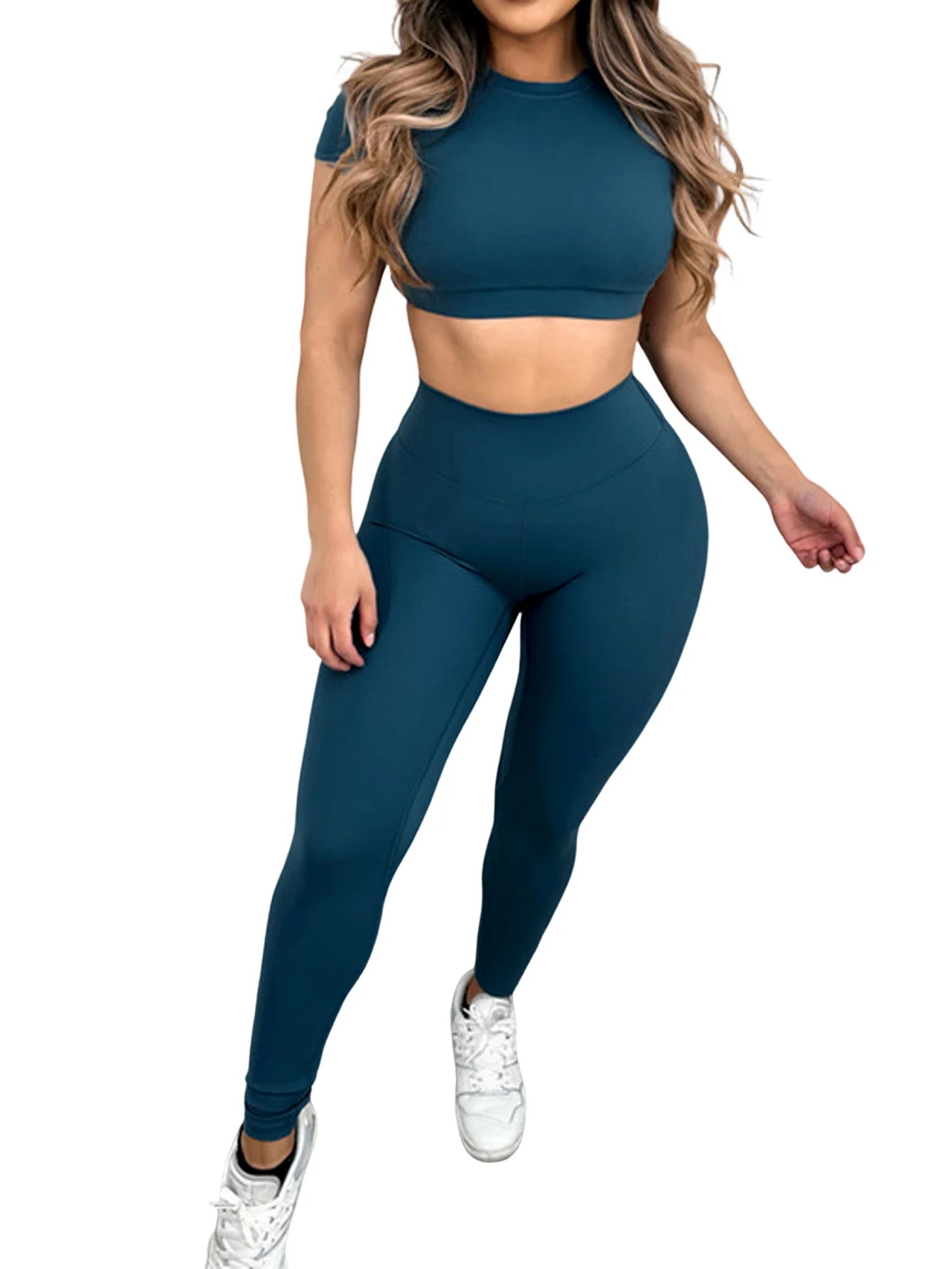 Women Sportswear Workout Clothes Athletic Wear Gym Legging Fitness Bra Crop Top  Sports Suits Black