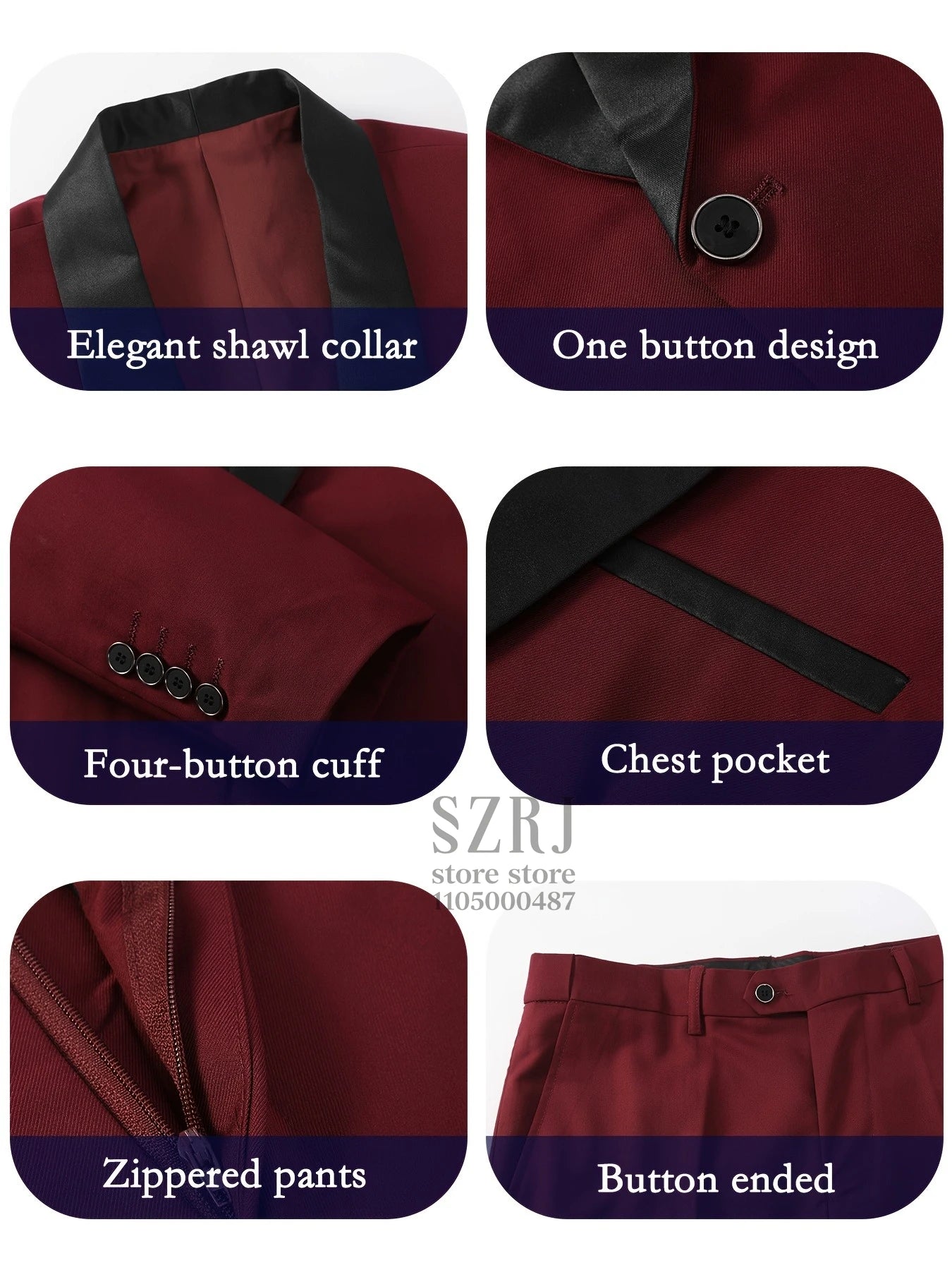 Men's 4-Piece Formal Suit: Jacket + Vest + Pants + Bow Tie, Shawl Collar, 1-Button, Flap Pockets, Wedding/Party