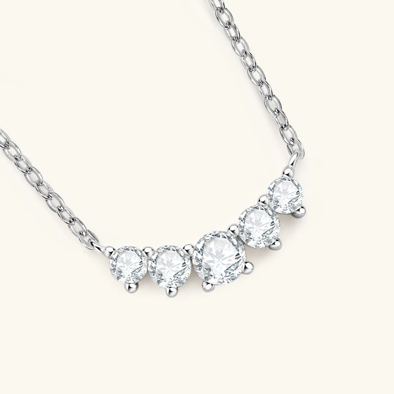 OXTAO U-Smile Moissanite Necklace for Women D VVS1 Sparkling Lab Diamon Luxury Necklaces 925 Sterling Silver GRA Certified