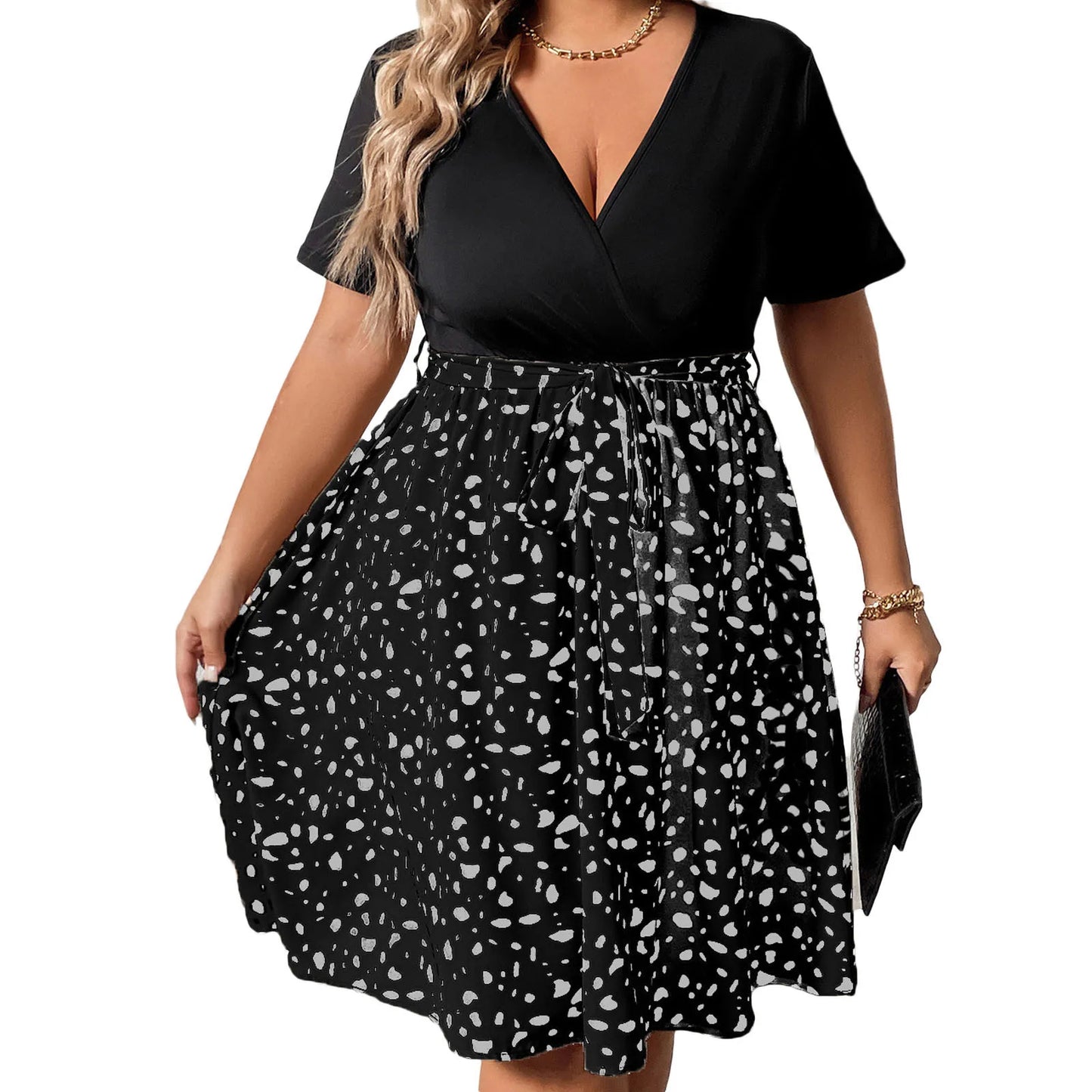 Women Plus Size Dress Floral Print Ruffle Sleeve V-Neck Maxi Dress Summer Boho Casual Long Dress with Belt and Pockets