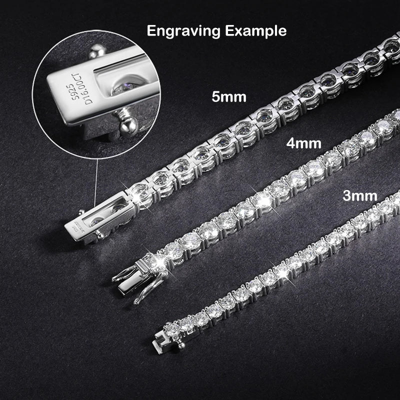 EWYA S925 Sterling Silver Certified Moissanite Bracelet 0.1ct 3mm D VVS1 Lab Diamond Women Sparkling Wedding Party Fine Jewelry