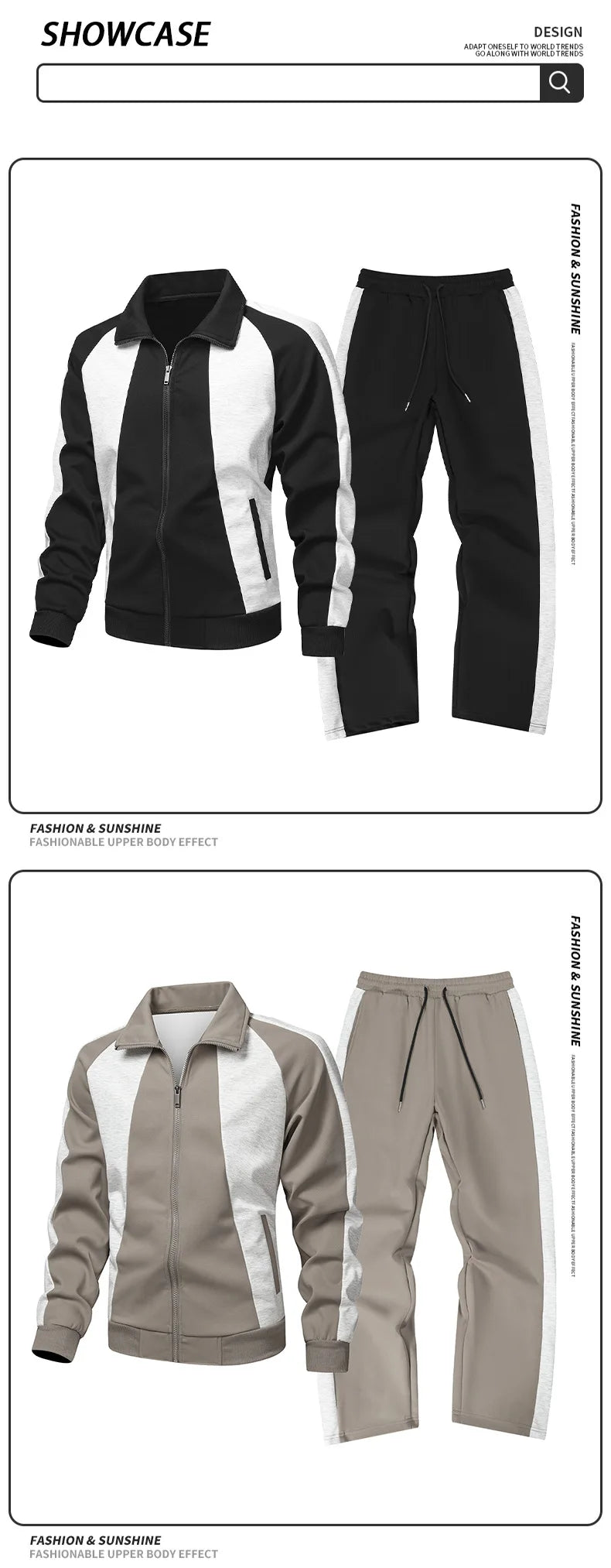 Men's Sportswear Set for Autumn 2026 Sports Jacket + Sports Pants Jogging Stylish Sports Suit Running Tracksuit 2 Piece Set
