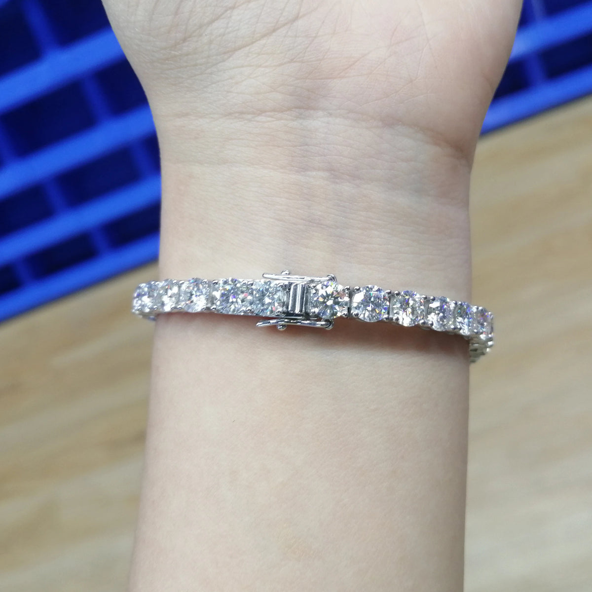 EWYA S925 Sterling Silver Certified Moissanite Bracelet 0.1ct 3mm D VVS1 Lab Diamond Women Sparkling Wedding Party Fine Jewelry