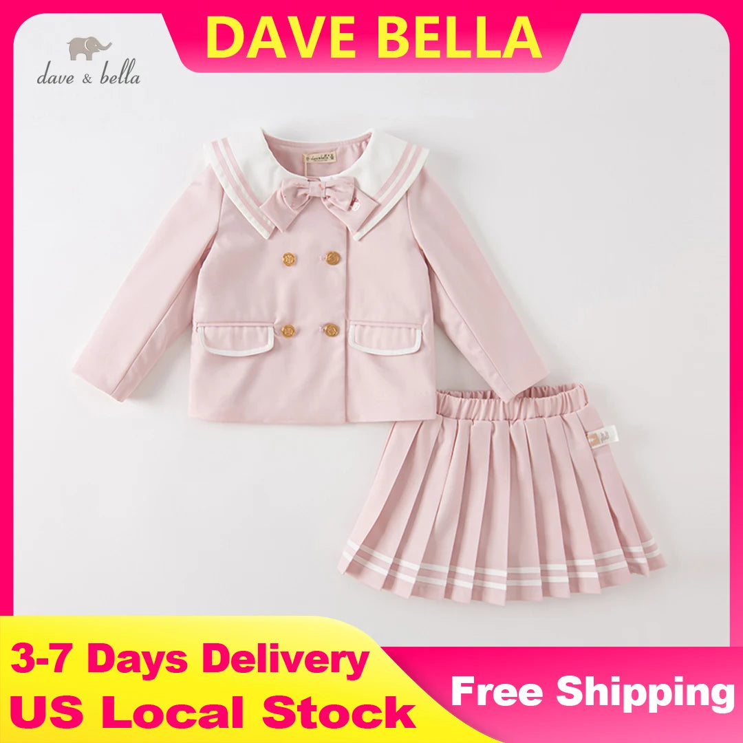 Dave Bella Infant Toddler Baby Kid Girls Clothes Set Purple Pink Tops Short Skirts Outfits Princess Clothes DB1230303