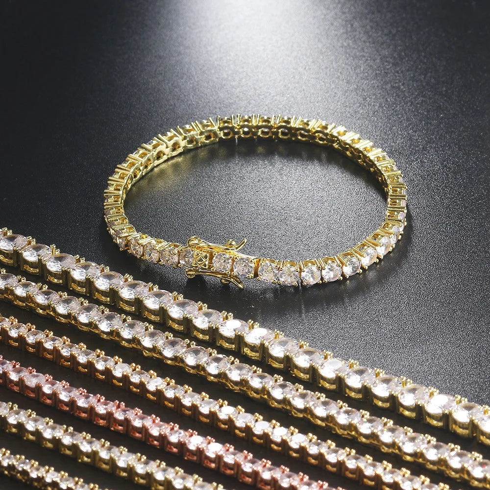 2-6.5mm Men Women Moissanite Tennis Chain Rose Yellow Moissanite Tennis Bracelet s925 Silver Tennis Chain For Women Men
