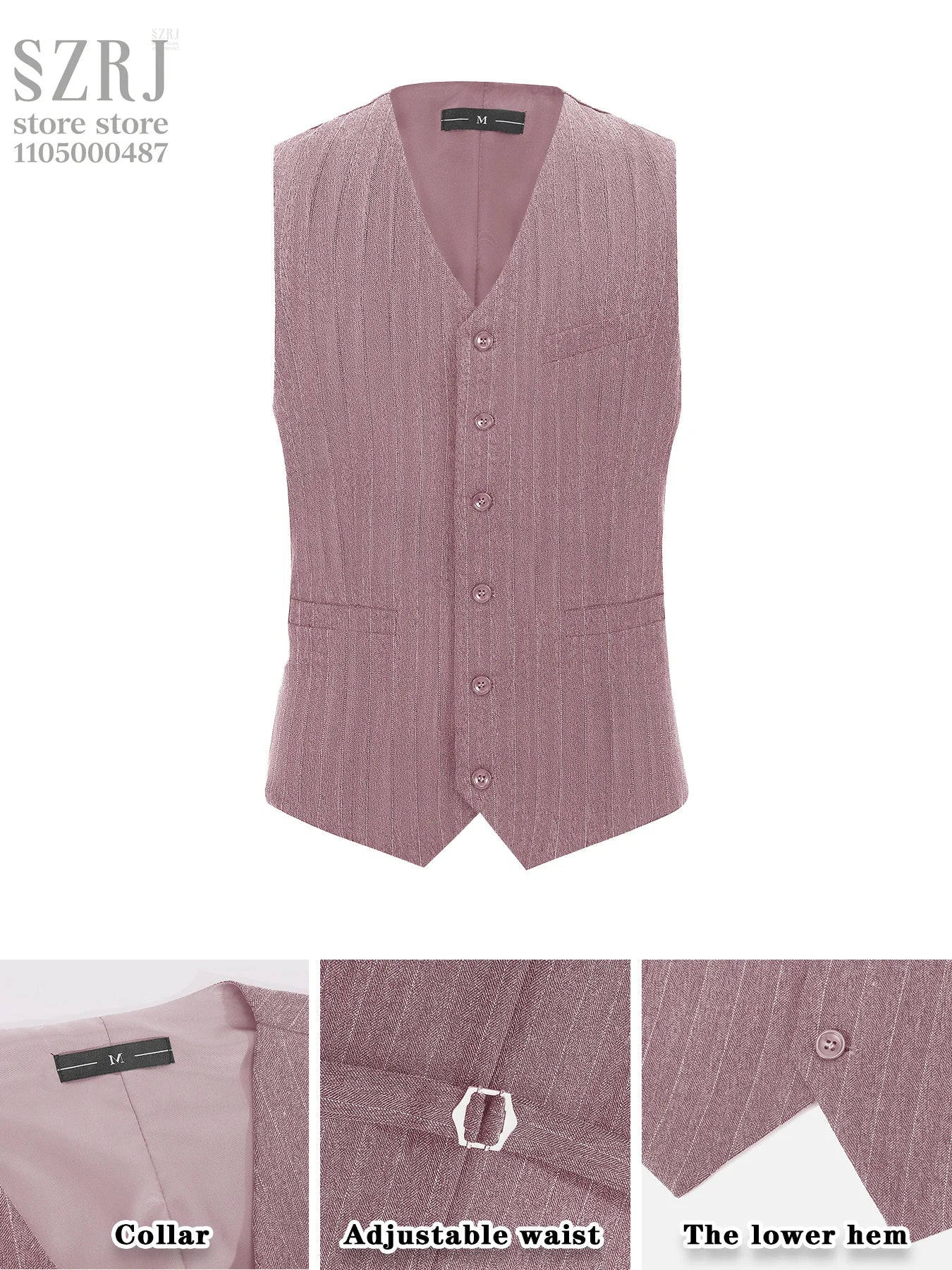 Men's Vertical Striped 3-Piece Suit - Two-Button Jacket+Vest+Pants for Wedding/Business/Daily Wear