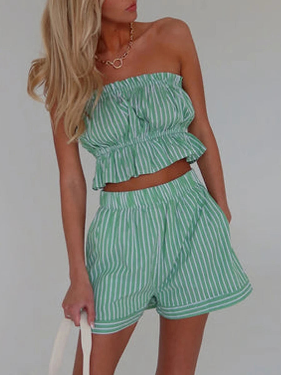 Women s Summer Outfits Floral Print Off Shoulder Crop Tops and High Waist Shorts 2 Piece Set Casual Clothes for Beach