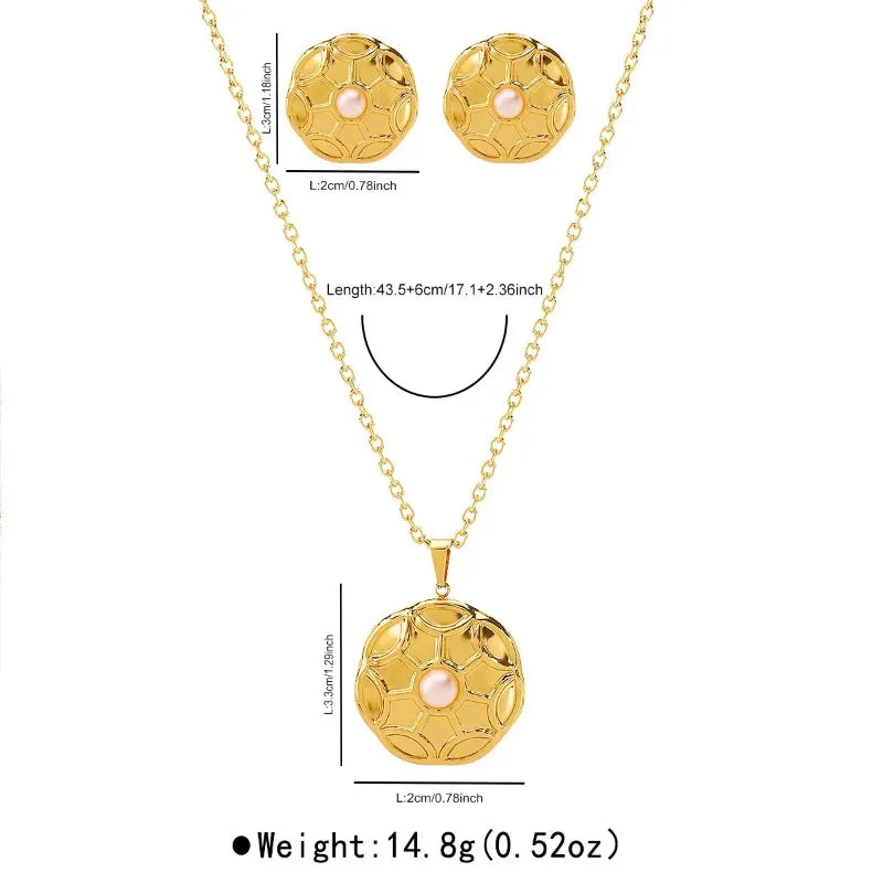 14k gold stainless steel geometric pendant necklace simple light luxury niche design jewelry set women