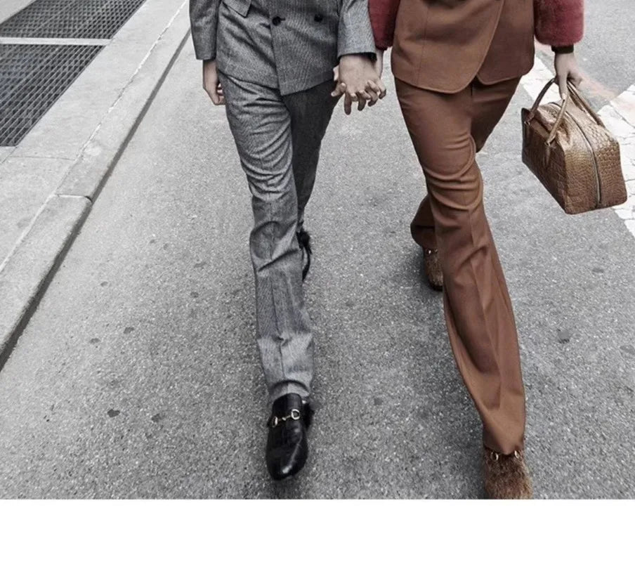 Coffee Colored Herringbone Spun Wool Fabric Retro British Style Suit Jacket Pants Neat Top Simple Fashion Clothing Fabric