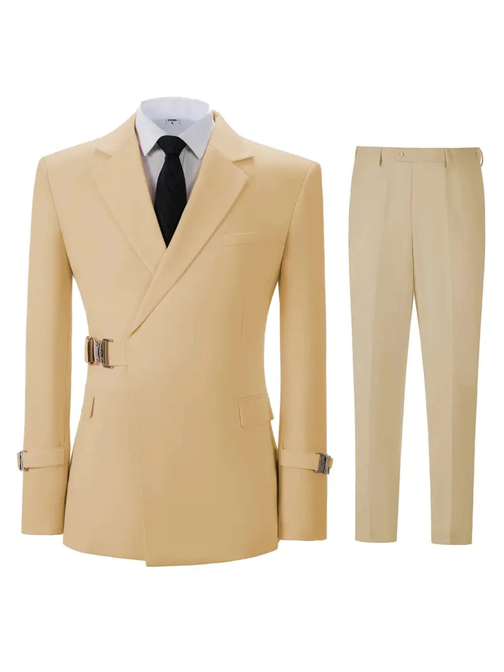 Fashion Men's Suits 2 Pieces Slim Daily Business Formal Fit Men Suits (Blazer+Pants)