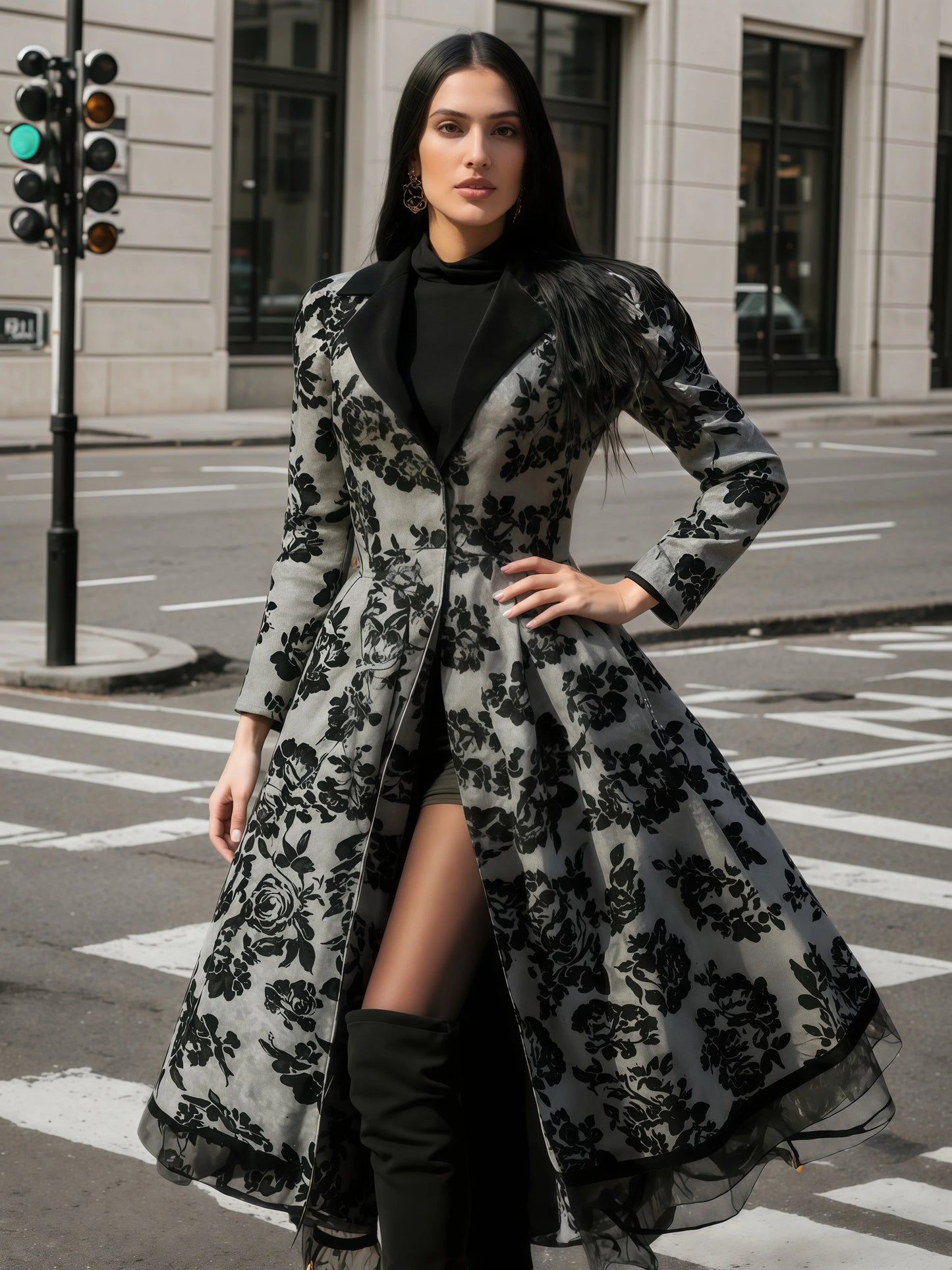 2025 new women's lace patchwork jacket plus size retro long windbreaker for women, casual street, autumn and winter styles