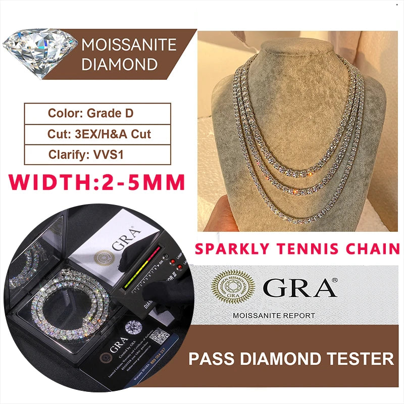 ICEOUTBOX D VVS1 Moissanite Tennis Bracelet Original s925 Sterling Silver Plated 18k White Gold with GRA Bracelets for Women Man