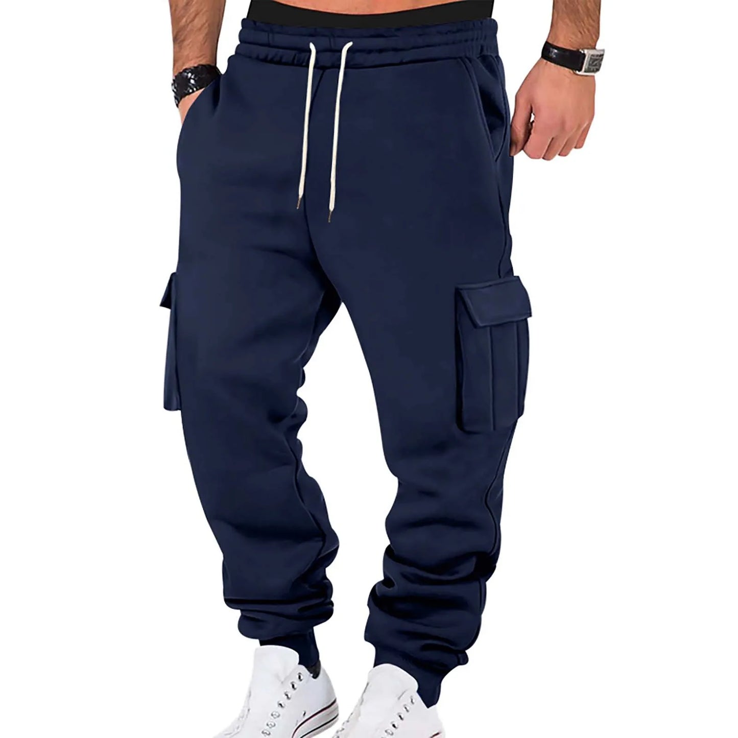 2025 Mens Sweatpants Straight Fit Joggers For Sports And Streetwear Loose Oversized Drawstring Long Pants Men Multi-Pocket Pants
