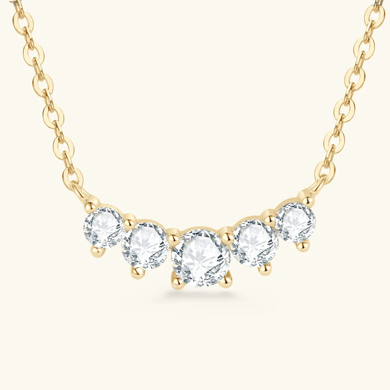 OXTAO U-Smile Moissanite Necklace for Women D VVS1 Sparkling Lab Diamon Luxury Necklaces 925 Sterling Silver GRA Certified