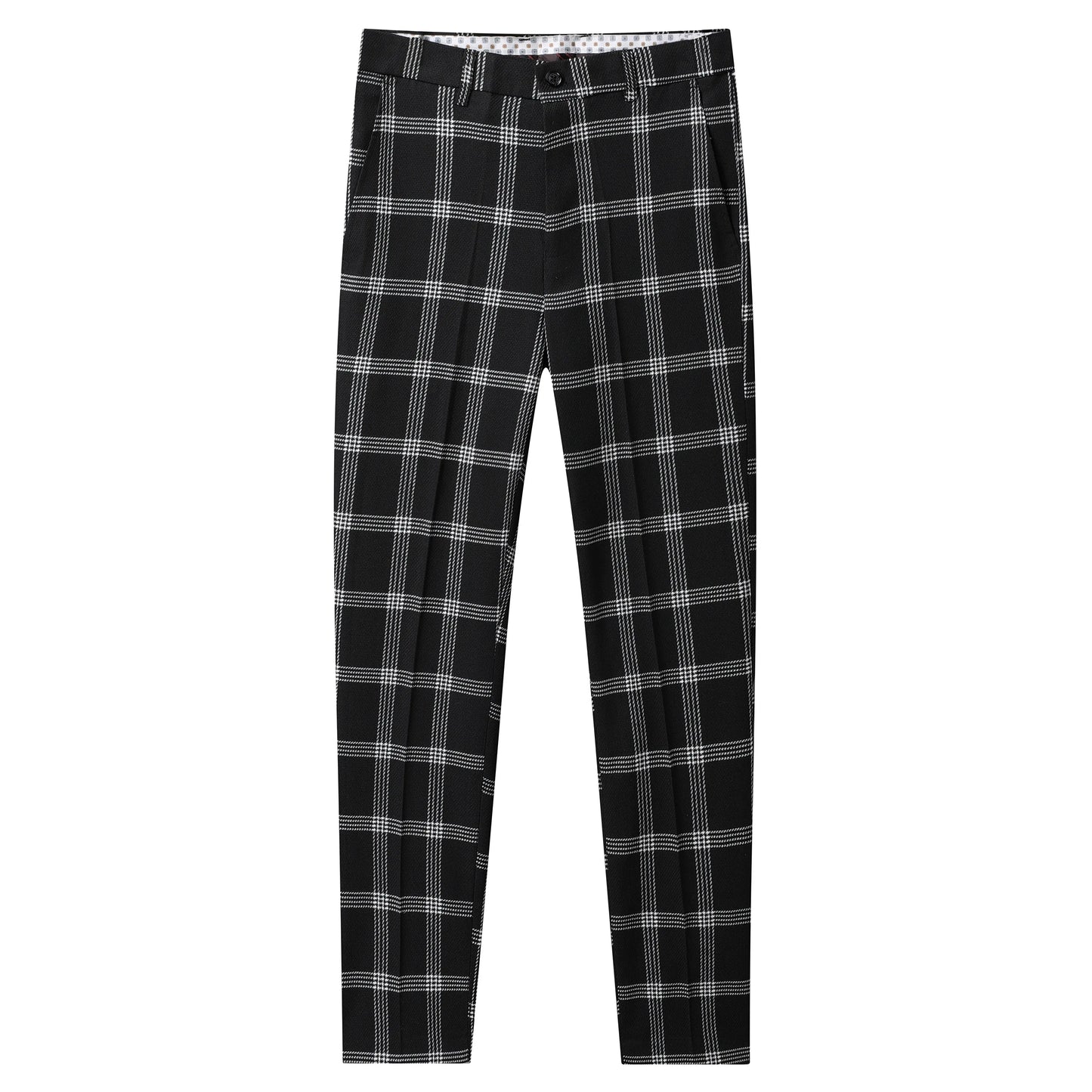 Men's Plaid Suit, Slim Fit Polyester Blend Long Sleeve Tuxedo with Chest Pocket, Machine Washable