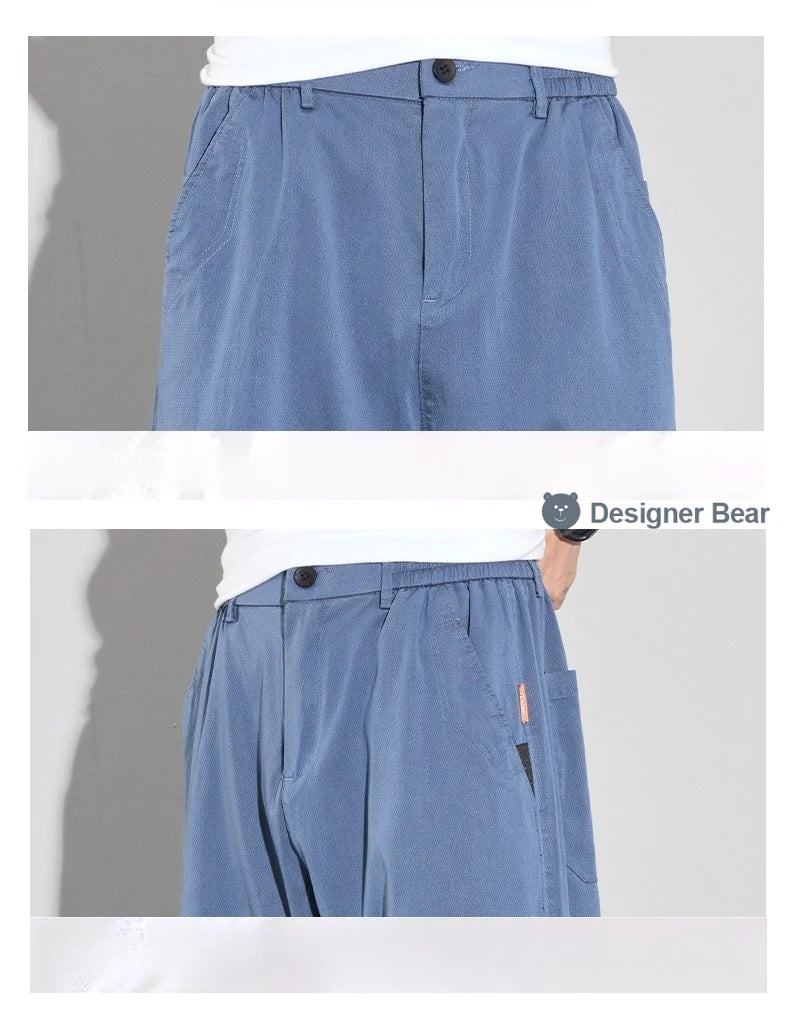 2026 Men's Spring Summer Thin Casual Pants Baggy Straight Lyocell Fabric Trendy Sport Trousers Comfortable Fit Long Pants Man