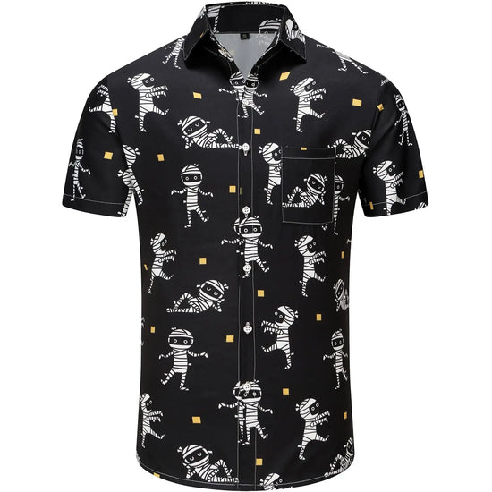 KYKU Funky Halloween Hawaiian Shirt for Men Palm Beach Shirts Tropical Vacation Shirts