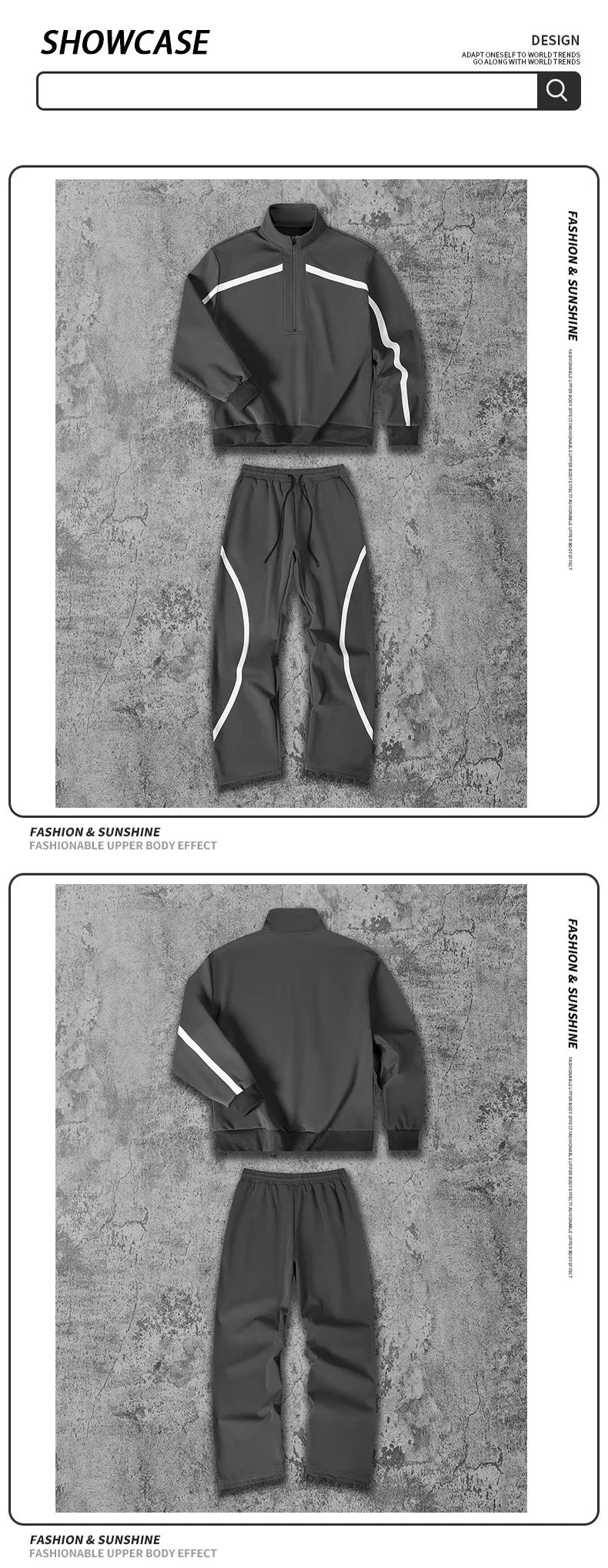 Men's Tracksuit Running Sets  Fashion Sportswear Windproof Suit