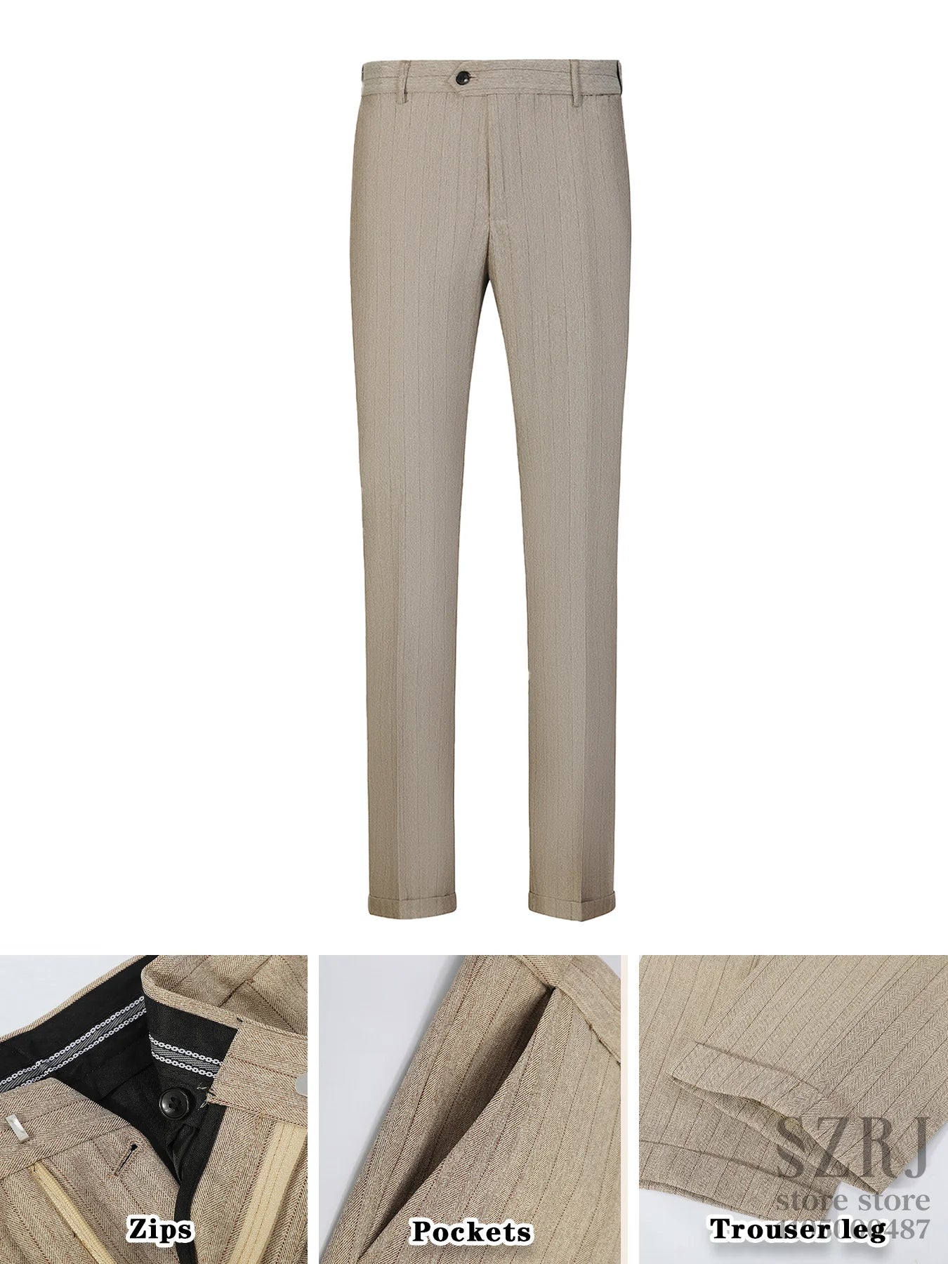 Men's Vertical Striped 3-Piece Suit - Two-Button Jacket+Vest+Pants for Wedding/Business/Daily Wear