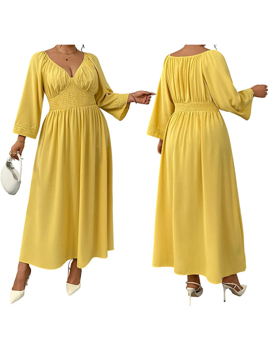 Women s Plus Size Maxi Dress with Floral Print and Ruffled Sleeves for Summer Vacation Beach Wedding Party Casual