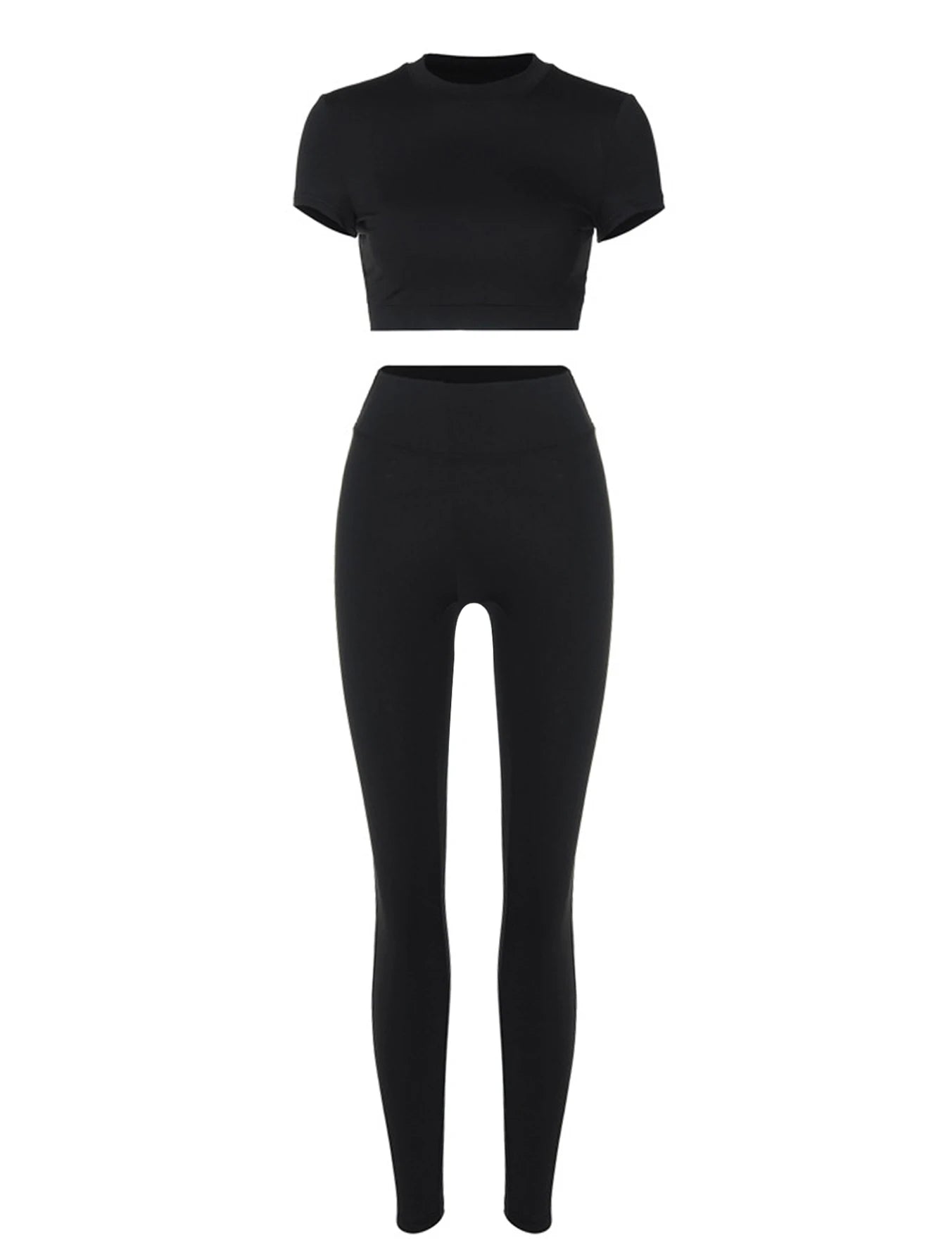 Women Sportswear Workout Clothes Athletic Wear Gym Legging Fitness Bra Crop Top  Sports Suits Black