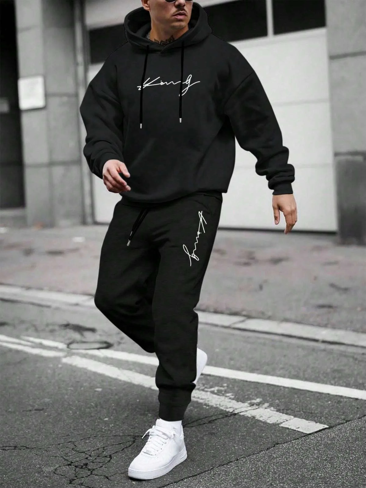 Autumn Winter Piece Set for men Drawstring Women's Tracksuit Hooded Suit Quality Comfortable Casual Pullover Fashion Daily