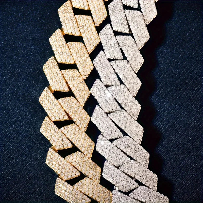 1pc Copper Inlaid with Zircon Cuban Necklace, a must-have for rappers, featuring trendy fashion, hip-hop style, street vibe, an