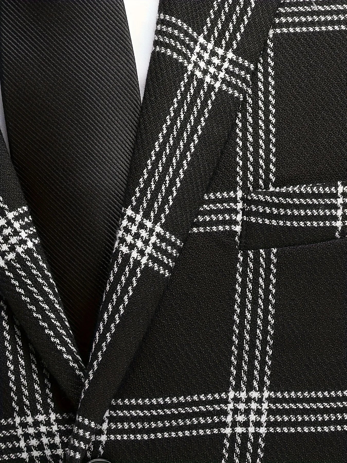 Men's Plaid Suit Two-Piece Set Four-Season Anti-Wrinkle No-Iron Business Casual Formal Wear Slim Two-Button Suit Trousers Suit