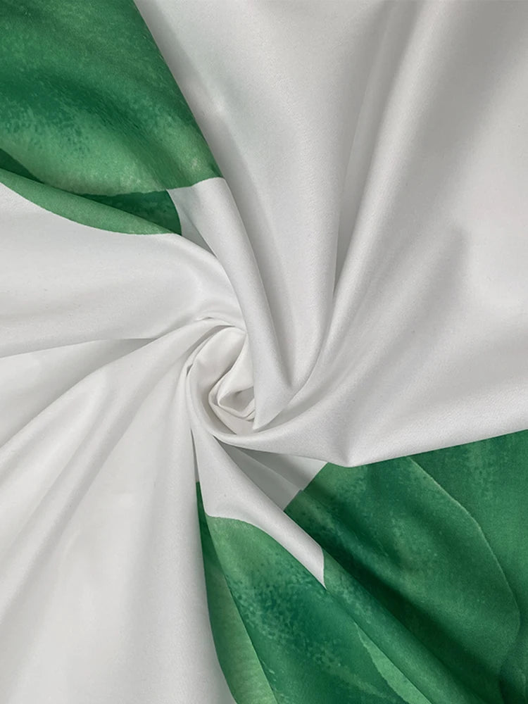 Women Midi Shirts Dress Summer New Dress 2025 V-Neck Pleated Short Sleeves White Loose Casual Flower Print A-line Dresses