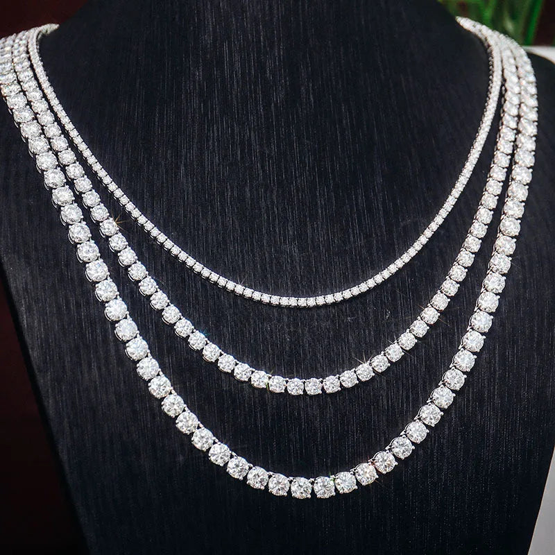 2-6.5mm Men Women Moissanite Tennis Chain Rose Yellow Moissanite Tennis Bracelet s925 Silver Tennis Chain For Women Men