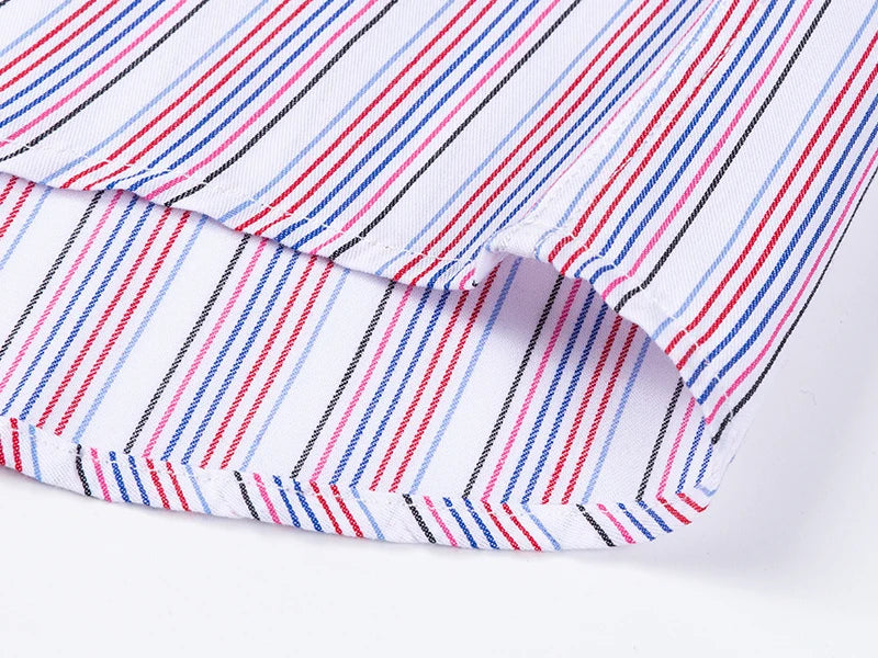 Men Cotton Casual Shirts Plus Size Long Sleeve Striped Plaid Man's Clothing Daily Easy Care Fashion Business Dress Smart Shirts