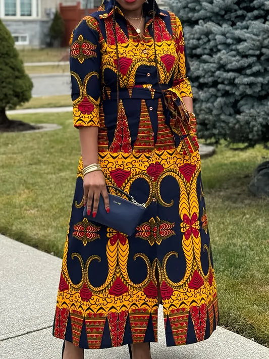 American plus size ethnic pattern dress