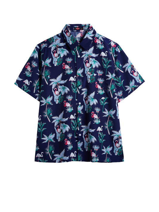 Men's short sleeved button up collar shirt, casual summer Hawaiian style, men's vacation beach wear