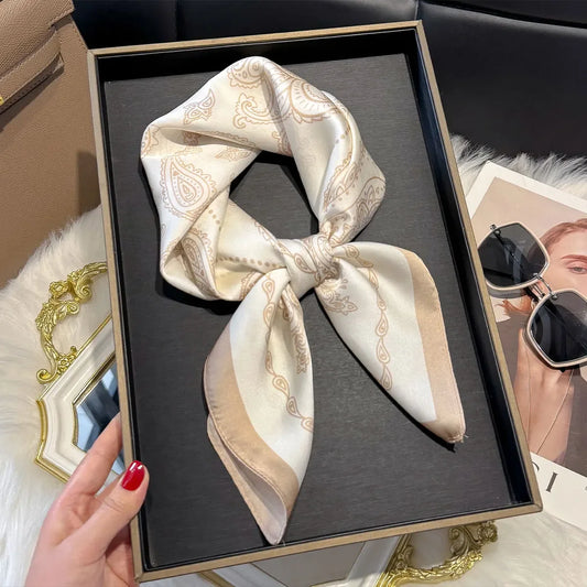 2025 New Fashion 70X70cm Women's Scarf Silk Paisley Print Scarf Square Shawl Decorative Headband Neck Luxury Design Bandana